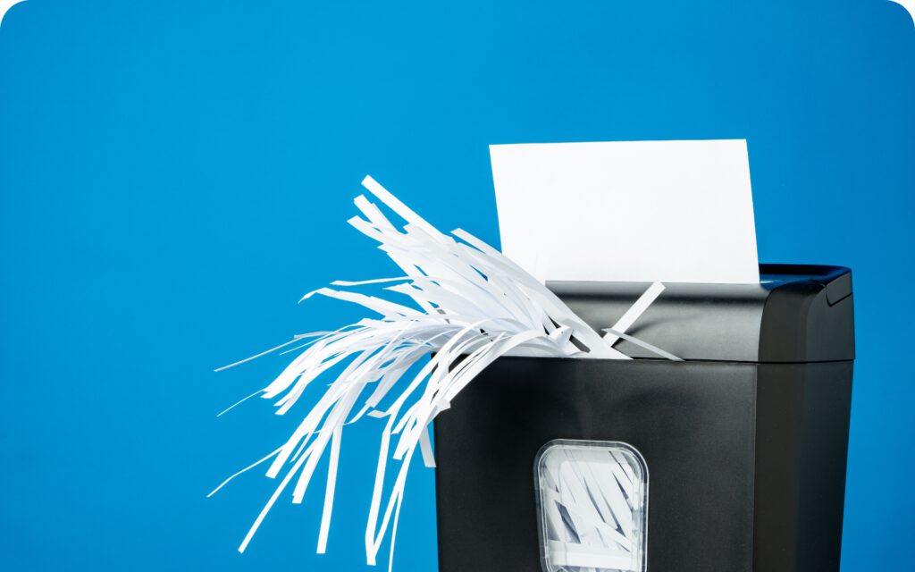 Papier was vernichtet wird